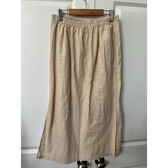 Vintage Northern Reflections Maxi Skirt Womens M Tan Linen Beach Coastal Minimal - Picture 3 of 7